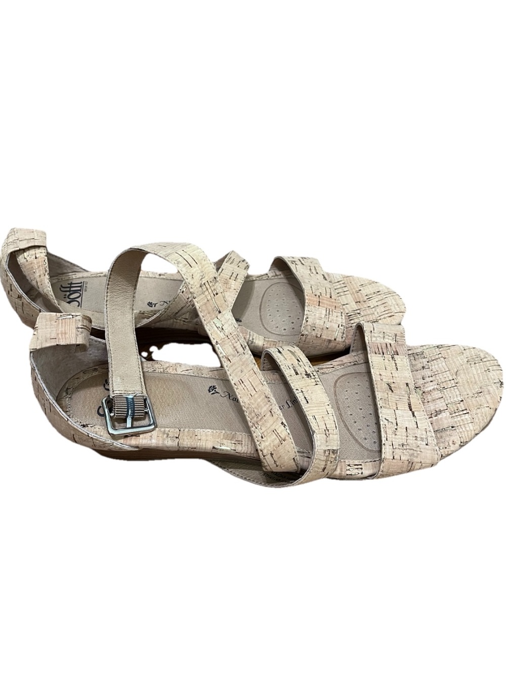 Sofft Innis Women Size 11 Gold Cork Wedge Sandals Leather New w/ Defects